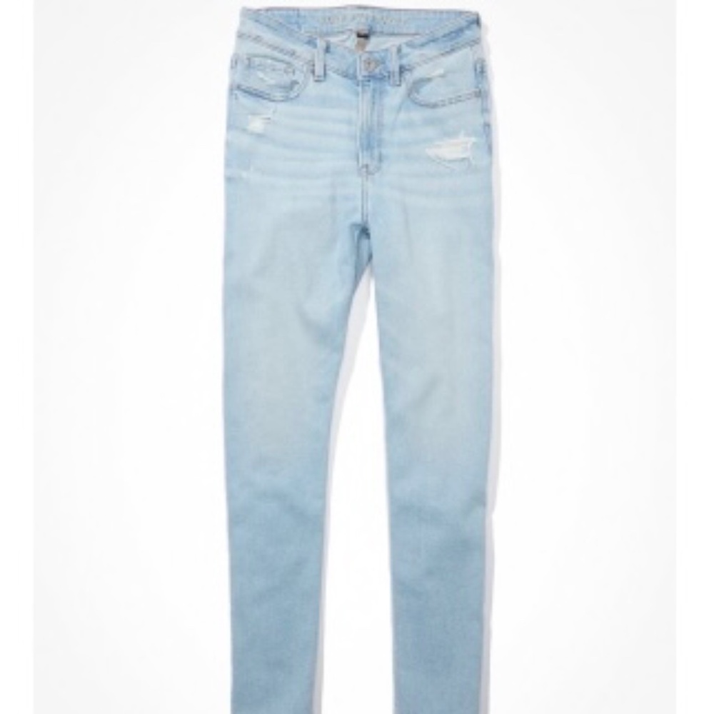 American Eagle Stretch High V-Rise Mom Blue Jean, Size 6L